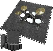 Nuanchu 16 Pcs Thick Sound Absorbing Interlocking Floor Mats, 11.8 x 11.8 Inches High Density Piano Carpet Drum Rug Sound Absorbing Rug, Non-slip Anti Vibration Soundproof Pads for Music Studio