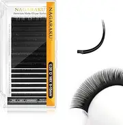 NAGARAKU Double Tips Ellipse Eyelash Extensions Lighter Thinner Flat Split Tips Individual Lash 0.20mm D curl 8-15mm Mix Tray Matte Black Faux Mink Classic False Lash Supplies 16 Rows