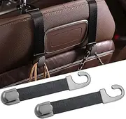 GGUFAY Car Storage Hook, Car Headrest Hook, Hidden Hook in Webbing Style for Car Seat Back Seat Hook Headrest Hanger Handbag Holder Bag Hook, Pack of 2