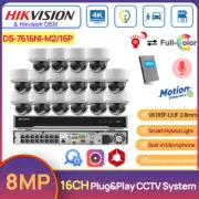 Hikvision 16CH 8K POE NVR 8MP Hybrid Light IR+ColorVu Dome Camera System w/Audio
