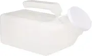 Male Urinal, Long Neck Incontinence Bottle for Men, Clear Plastic, Living Aids, Lid to Prevent Spilage, Portable Urinal Bottle, For Clinics and Hospitals, 33oz