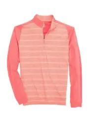 Johnnie-O Taffy Red/Pink Bert Prep-Performance Quarter-Zip Pullover NWT L Golf