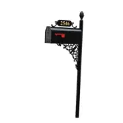 Oak Mailbox & Post Kit – Black Mailbox System – Includes Address Plaque,
