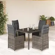 5 Piece Garden Bistro Set with Cushions Grey Poly Rattan, Furniture Sets, Patio Furniture