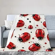 Red Ladybug Fleece Blanket Super Soft Warm Throw Blankets Extra Large Flannel Throw Blankets Lightweight Luxury Cozy Bed Blanket for Couch Sofa All Season 50"x40"