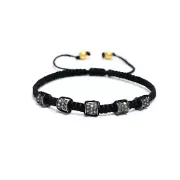 Shweta Creation Bracelet Macrame Thread Diamond Beaded 925 Silver Unisex Jewelry
