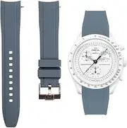 [Strapseeker] Curved End Silicone Rubber Watch Bands - Quick-Release Compatible with Omega Swatch Moonwatch, Omega Speedmaster, Rolex Submariner, Seiko SKX Dive Watches- 20mm - Curve Replacement Watch Straps for Men & Women (Dark Grey, 20mm)
