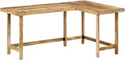 Solid Mango Wood Desk with Natural Finish - Durable Computer Office Table, Adjustable Height, Standing for Home Work, Gaming 165x110x75 cm