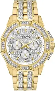 [Bulova] Men's Crystal Octava Chronograph Quartz Watch, Pave Crystal Dial