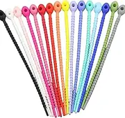 Shoyisenka 10-piece reusable silicone cable ties, multi-functional food bag clips, wire organizer, flexible and durable household fixed cable ties (random color mixing)