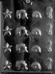 SHELL ASSORTMENT PIECES Chocolate Candy Soap molds sea horse fish starfish