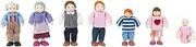 KidKraft Wooden Mini Doll Family Set of 7, Figures in Playset 12 cm/5 Inches Tall, Miniature Dolls for Any Dolls House, Kids' Toys, 65202