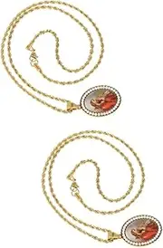 [Abaodam] 2 pcs Mary Frames Zircon Photo Custom Round Father Virgin Style Men Enamel Mmxcm Chain Mothers Shiny Antique Women Religious Dancing Vintage Hip- Day Jesus Accessory