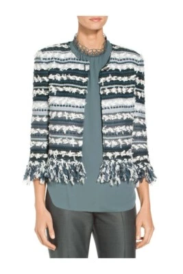 NWT St John Lofty Flagged Stripes Knit Jacket in Multi - Size L #SJ063