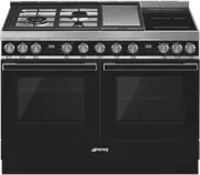 Smeg 120cm Portofino Gas Black Upright Cooker