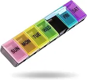 Extra Large Weekly Pill Organizer, 7 Day Pill Box, Travel Pill Case, Daily Pill Dispenser Holder Container for Medicines Vitamin Finish Oil (Black)