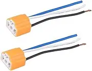 Yurefax Headlight Harness Connector, 2Pcs Female Ceramic Headlight Head Light Connector Plug Adapter Socket, for H4 9003 HB2 Car Headlight Bulb Socket Adapter