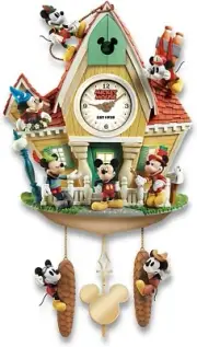 Disney Mickey Mouse Through The Years Cuckoo Clock with Lights Music and Motion