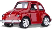 Die Cast Alloy Beetle Car Model , 1:36 Pullback Toy Vehicle with Opening Doors , Vintage Classic Car Toys for Kids and Adults (Red)