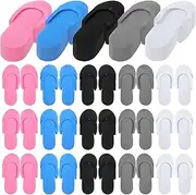 Janmercy 90 Pairs Pedicure Slippers Disposable Flip Flops Foam Sandals Bulk Spa Party Supplies for Guests Salon Nail Foot Women Men, 6 Colors, 4.53 x 10.43 Inches