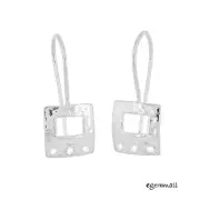 Sterling Silver Hammered Square French Hook Ear Wire Earrings with Lock #99654