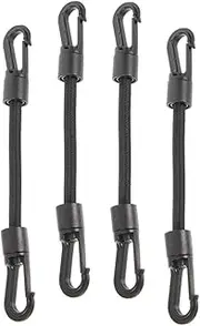 KALLORY 4Pcs Elastic Hook Straps Durable Pom and Rope for Outdoor Activities for Camping Hiking and Boating Multi Function Tie Down