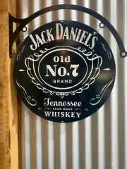 NEW Jack Daniels Large Round double sided with hanger tin metal sign