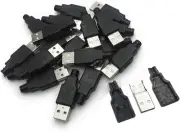20pcs USB 2.0 Type A Male 4 Pin Plug Socket Connector Black,Silver Tone
