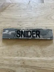 MILITARY US ARMY PATCH FOR DIGITAL HOOK LOOP BACK NAME TAPE WITH SNIDER