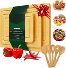 Bamboo Cutting Board for Kitchen, Extra Large Chopping Board Set with 5 Spoon