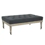 Storied Home Accent Coffee Table Ottoman Tufted Fabric Rectangle Deep Grain