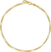 [Ritastephens] 14k Yellow Gold Figaro Link Foot Chain Anklet or Necklace (1.3mm, 2.8mm)