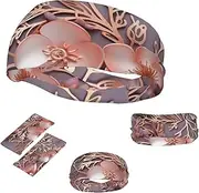[QMNEHJ] Sports Headband for Men Women Moisture Wicking Athletic Sweatband Rose Elegant Decorative Floral Workout Sweat Bands Non Slip Headbands Stretchy Hairband for Running Cycling Football Yoga