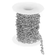 16.4 Feet Aluminum Twist Oval Link Chain, 6.5x4.5x1.2mm, 1:1(S:L), Silver
