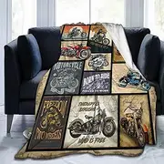 Motorcycle Blanket Gifts for Men and Women Throw Blanket for Couch Sofa Bed Plush Throw Fleece Blanket Soft Cozy Bedding for Kids and Adults Bedroom Size 80"x60"