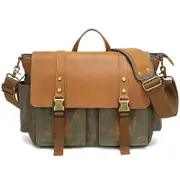 Leather Waxed Canvas Crossbody Bag For Outdoors Army Green Women's Bags & Handbags