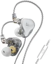 Yinyoo KZ ZAS 7BA+1DD HiFi in-Ear Monitor, KZ Hybrid Driver, Metal Headphones with HD Microphone, Excellent Bass Earbuds with 2 Pin 0.75mm Detachable Cable (White, with Microphone)