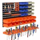 52PCS Wall Mounted Storage Bins Garage Storage Drawers with 4PCS Wall Mountin...