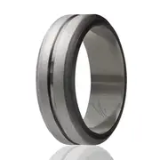 Silicone Wedding Middle Line Single Ring - Silver by ROQ for Men - 11 mm Ring