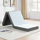 4 inch Folding Mattress Single, Memory Foam Foldable Mattress Topper with Sto...