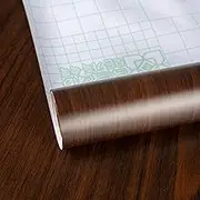 TOTIO Black Walnut Texture Self Adhesive Wallpaper Peel Stick Matt Thicken 16x118inch Dark Brown Sticky Back Plastic Roll Wood Grain Effect Furniture Sticker Waterproof Contact Paper Brown Vinyl Wrap