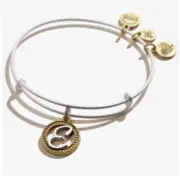 Alex and Ani Initial E Bangle Bracelet TWO-TONE New Tag with Card ~ Graduation