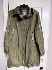 New Men’s Vince Camuto Rain Coat Jacket W/Hood Army Green XL Style M8351