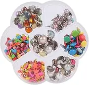 OFFIGAM Mixed Metal Mini Colorful Brads for DIY Craft Two Legged Claw Nails Safe Durable Handmade Nail Materials for Scrapbooking Art Projects Box