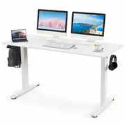 Costway Electric Standing Desk Adjustable Computer Desk Motorised Sit Stand w/Hook 3 Height Memory White
