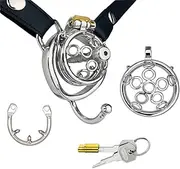 SAHOOSAFETY Chastity Cage Men Set with Dilator and Chastity Belt Wear an Slip Ring Wearable Penis Cage SM Bondage Sex Toy Male Chastity Device(50mm)