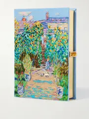 [Olympia Le-Tan] Olympia Le-Tan - Monet's Garden Embroidered Appliquéd Canvas Clutch - Blue - One size One size Blue