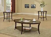 Roundhill Furniture OS0020 OS0020EP Oval Coffee End Tables Set