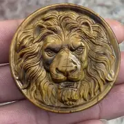 A++Natural Tiger's eye Quartz Hand Carved Lion Skull Crystal Reiki healing 1pc