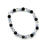 6Mm Blk Labradorite, Angelite, Quartz Bracelet